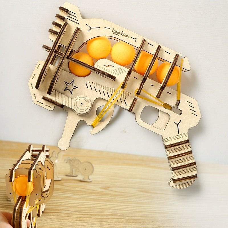 Table Tennis Kids - Houten DIY gemonteerde rubberbandpistool model tafeltennis
