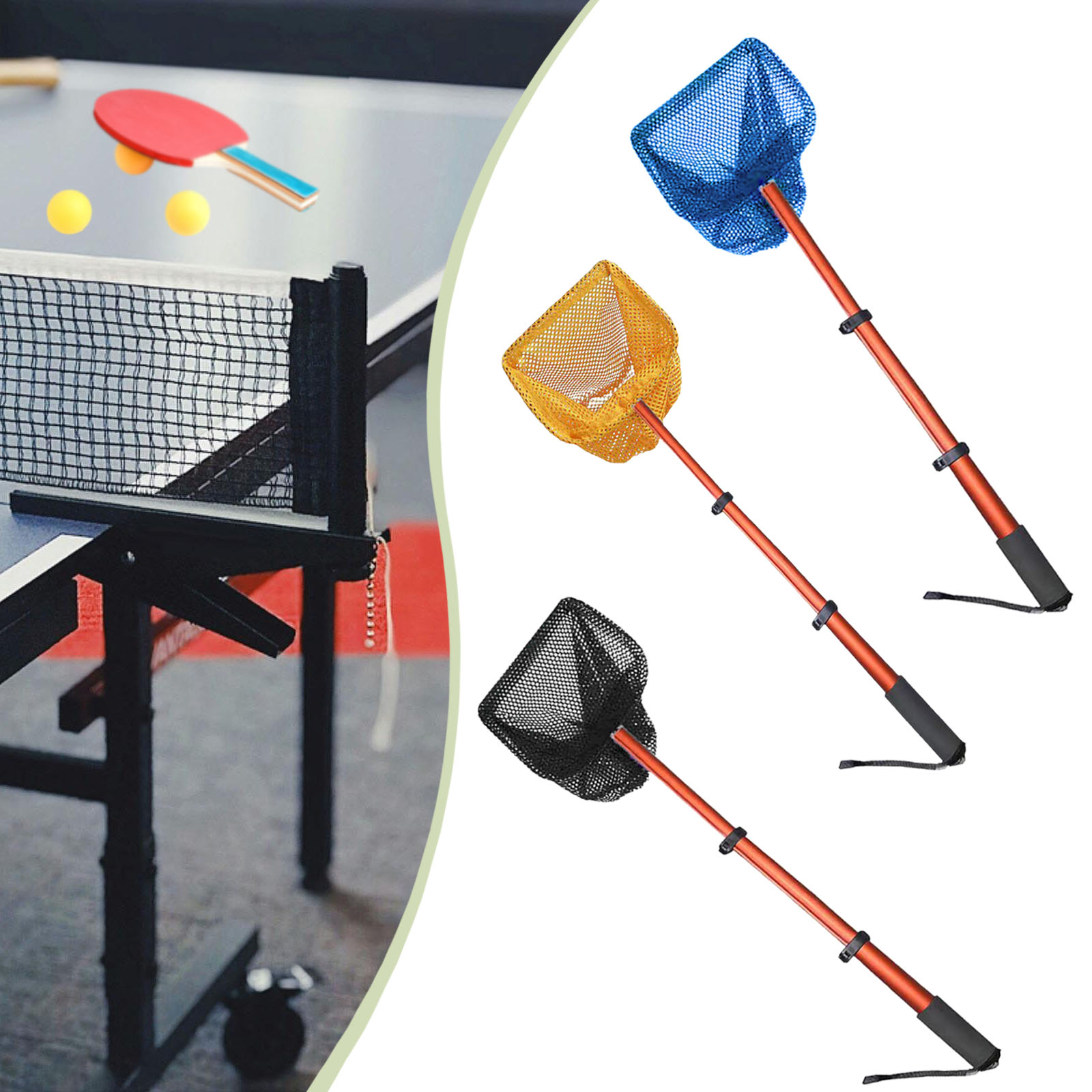 Table Tennis Pc - 1 PC Tafeltennisbal-opvangnet met handvat, pingpongbal-opvangnet,