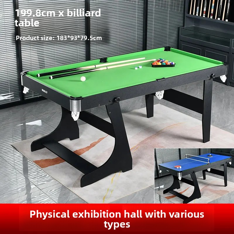 Table Tennis Kids - 6ft 1.8m Opklapbare Pooltafel, 3-in-1 Biljart-Snooker-Tafeltenniscombinatie,
